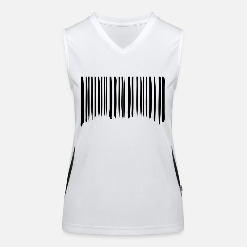Barcode Striche Linien Gekritzelt Strichcode Scan Funktionelles Kontrast-Tank Top für Frauen