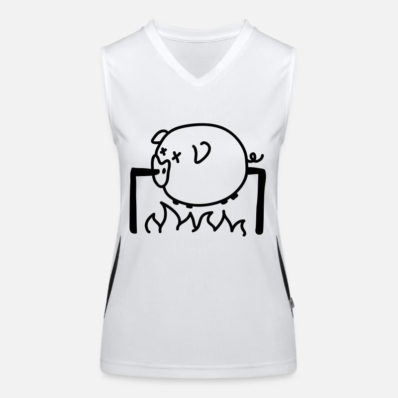 Schwein Grillen - Line Funktionelles Kontrast-Tank Top für Frauen