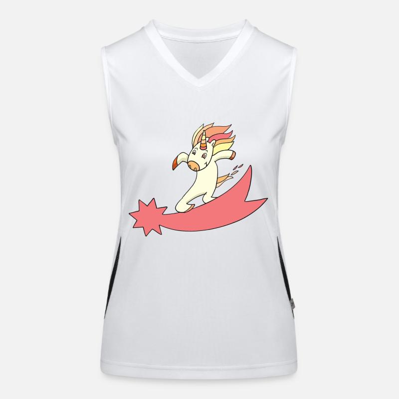 Unicorn shooting star surfing Women's Functional Contrast Tank Top