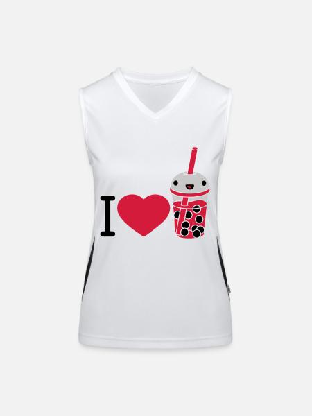 I Love Bubble Tea - Women's Functional Contrast Tank Top - white/black - Front