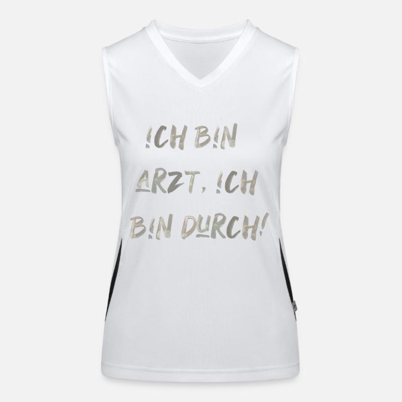 bin Arzt bin durch lustiger Spruch Beruf Schrift Funktionelles Kontrast-Tank Top für Frauen