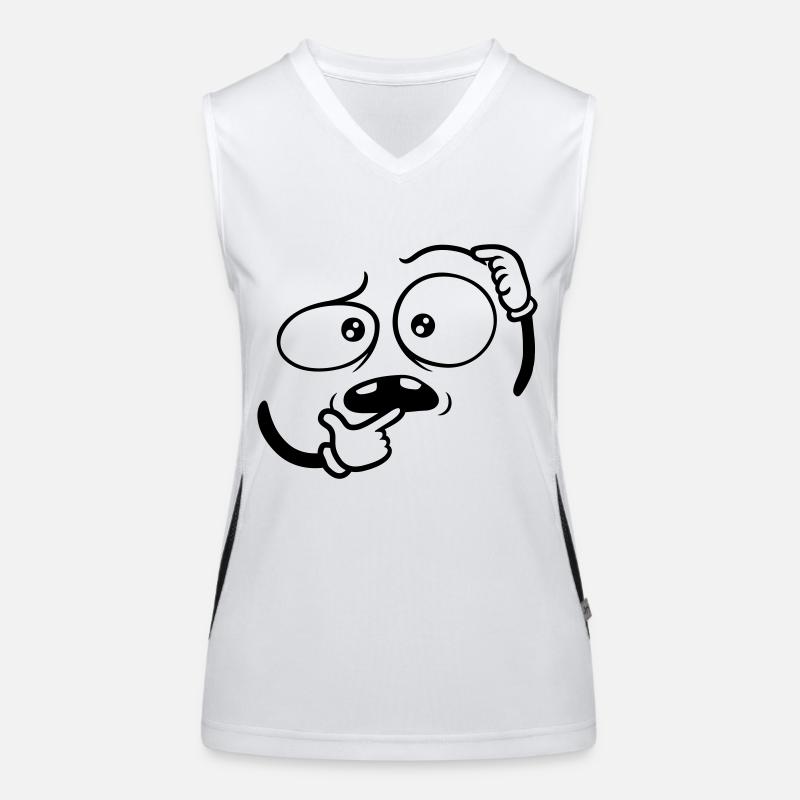 Zweifelnd Hand Geste Gesicht Funktionelles Kontrast-Tank Top für Frauen