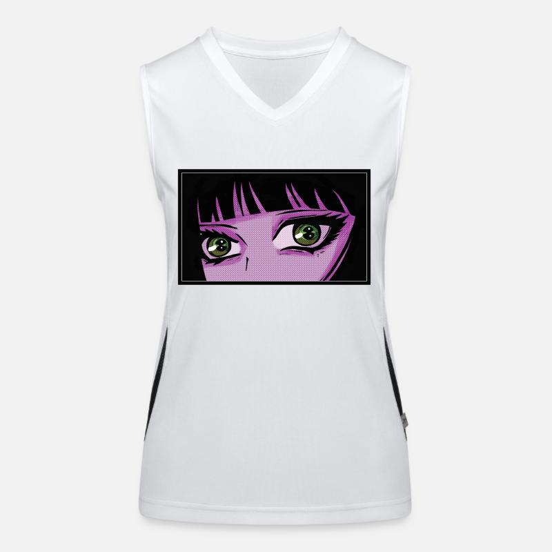 Anime Augen Vaporwave Funktionelles Kontrast-Tank Top für Frauen