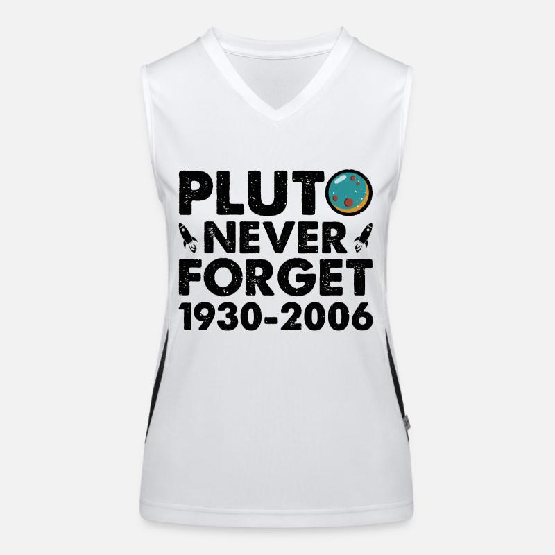 Never Forget Pluto Lustiges Planet Pluto Funktionelles Kontrast-Tank Top für Frauen