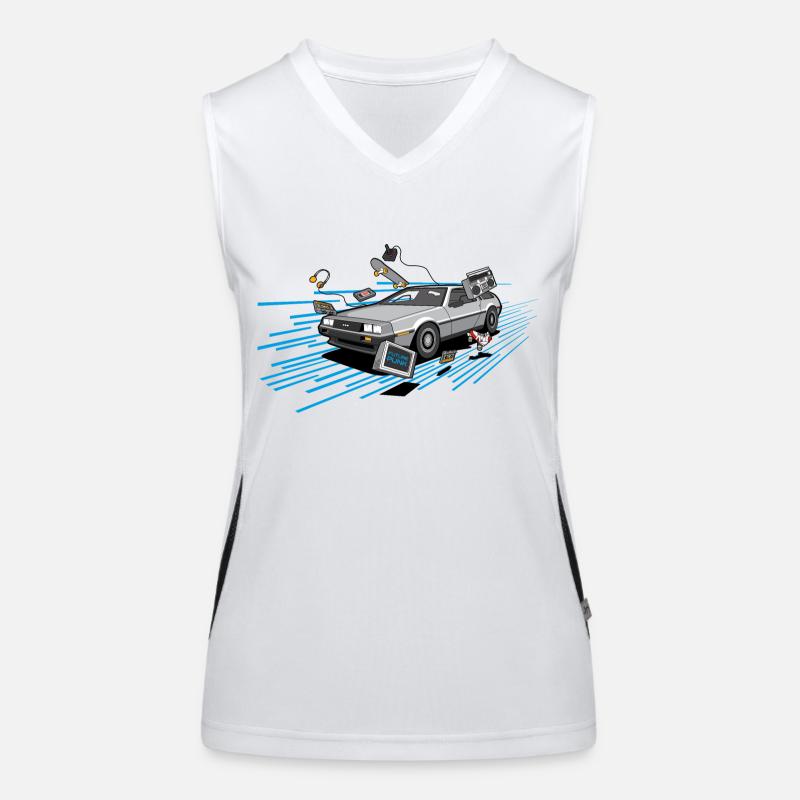 Delorean Oldtimer Youngtimer Retro Future blue 80s Women's Functional Contrast Tank Top