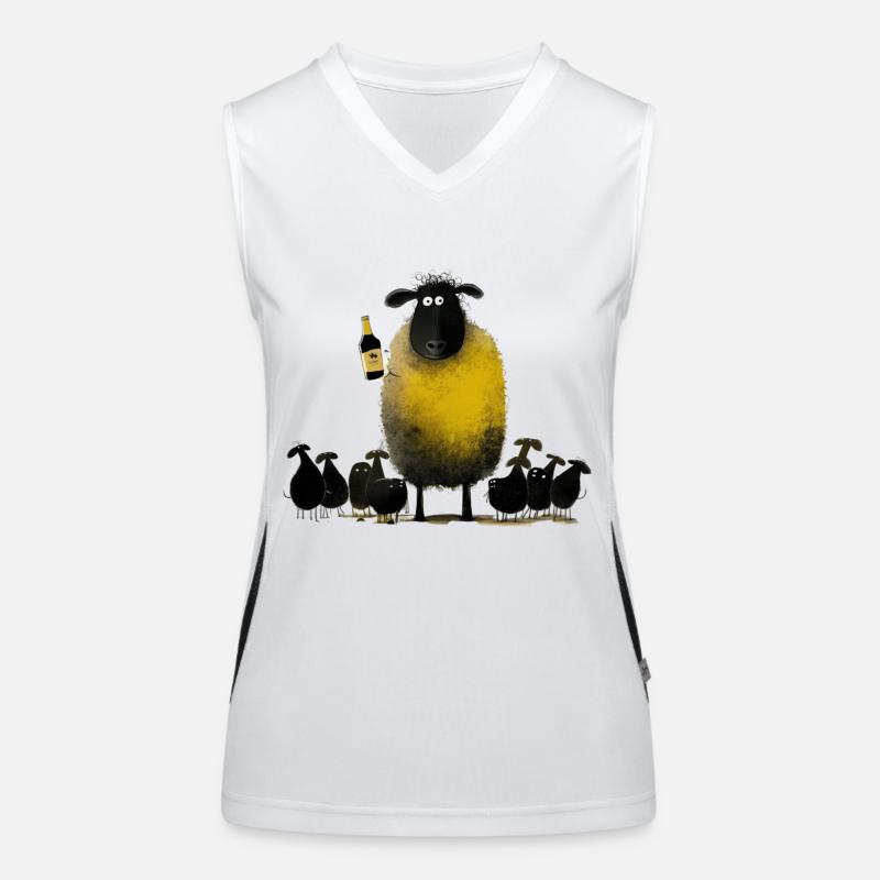 Funny sheep with beer - humor Women's Functional Contrast Tank Top
