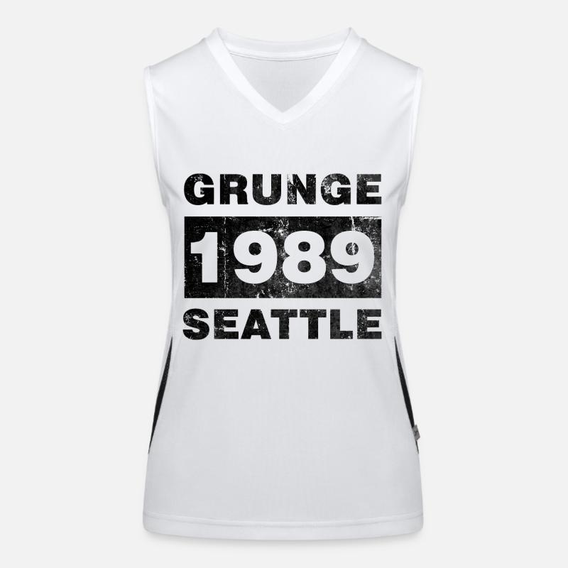 GRUNGE SEATTLE BLACK - Women's Functional Contrast Tank Top - white/black
