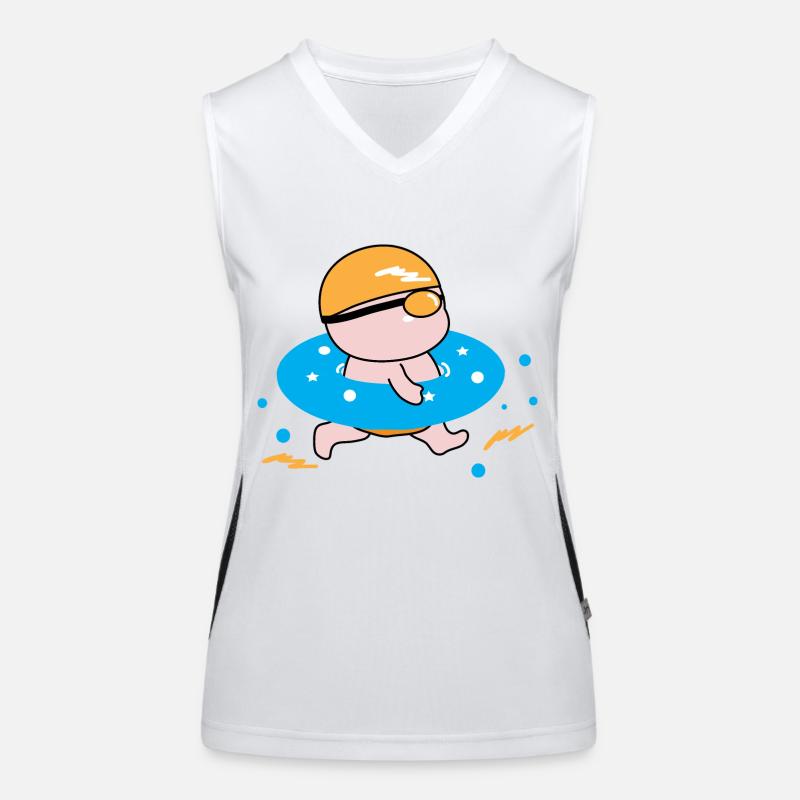 Happy boy enjoy swimming Women's Functional Contrast Tank Top