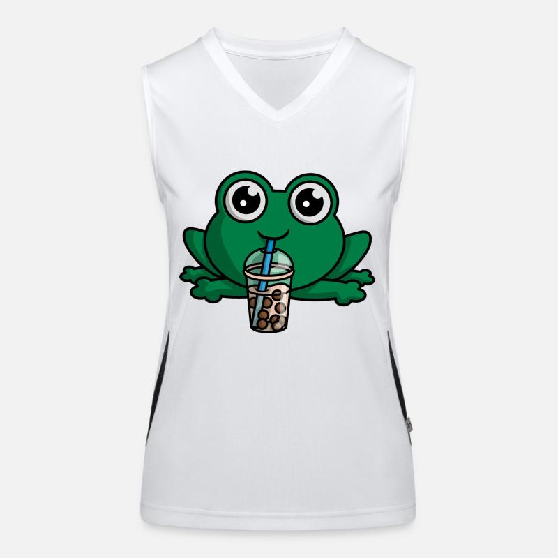 Bubble Boba Tea Drinking Frog Anime Kawaii Toad Women's Functional Contrast Tank Top