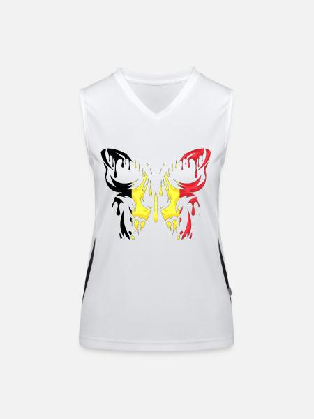 Belgien, Land, Flagge, offizielle Staaten, Kontinent - Funktionelles Kontrast-Tank Top für Frauen - Weiß/Schwarz - Vorne