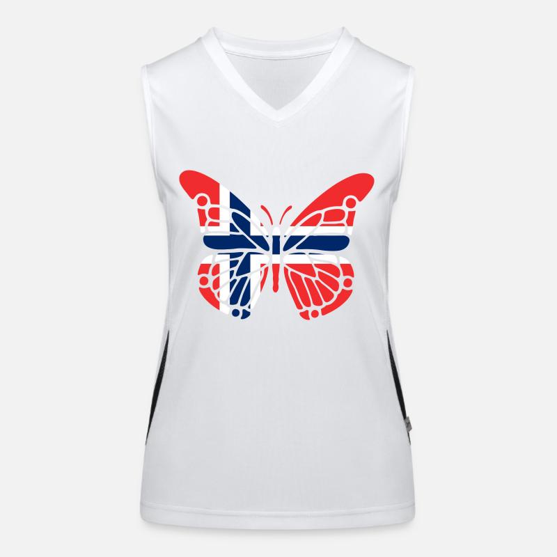 Butterfly with Norway flag Women's Functional Contrast Tank Top