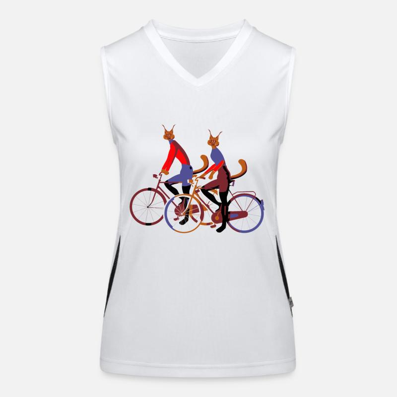 Fahrrad-Katzen Funktionelles Kontrast-Tank Top für Frauen