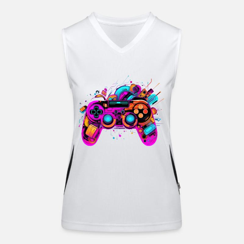Color Explosion Controller: Gaming Vibes Art Women's Functional Contrast Tank Top