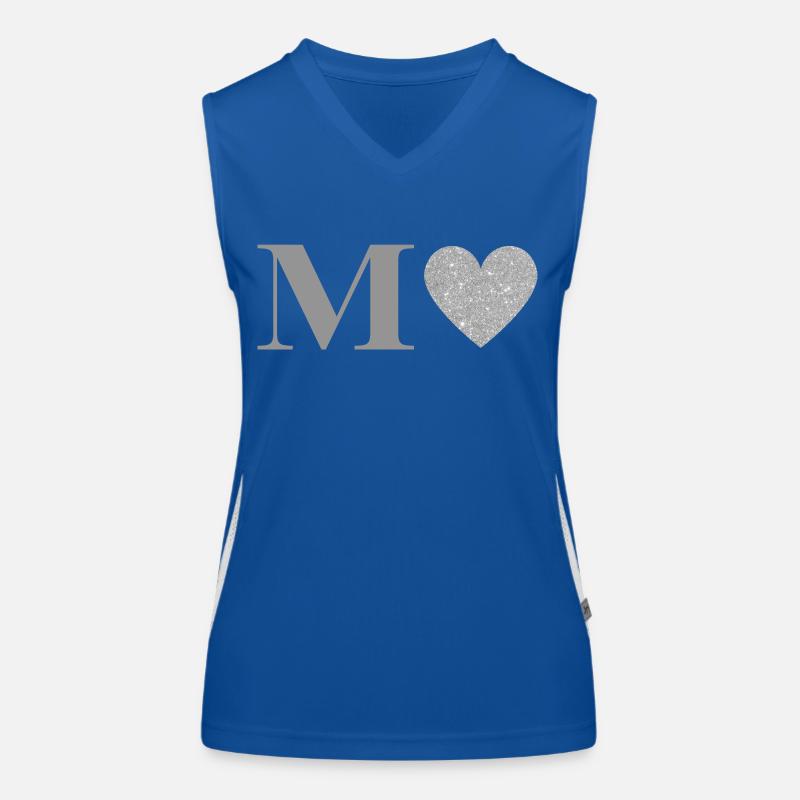 Buchstabe M Silbernes Herz Funktionelles Kontrast-Tank Top für Frauen