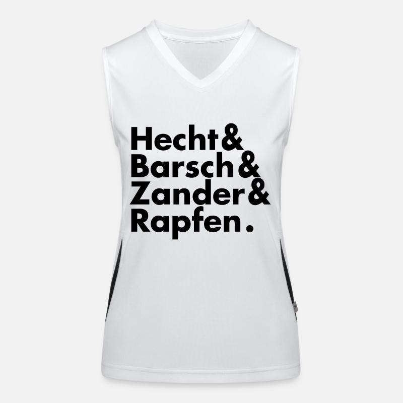 Pike, perch, zander, asp, black typo Women's Functional Contrast Tank Top