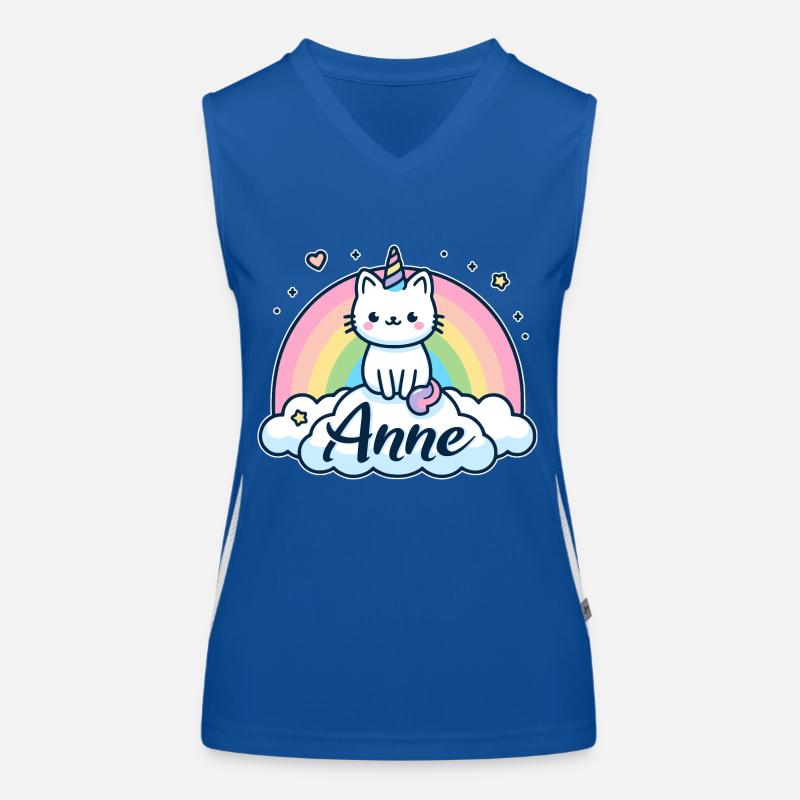 Anne Surname First name Unicorn Cat Women's Functional Contrast Tank Top