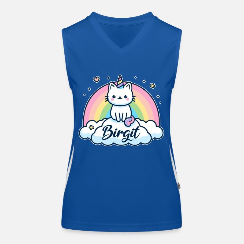 Birgit Name Vorname Einhornkatze Funktionelles Kontrast-Tank Top für Frauen