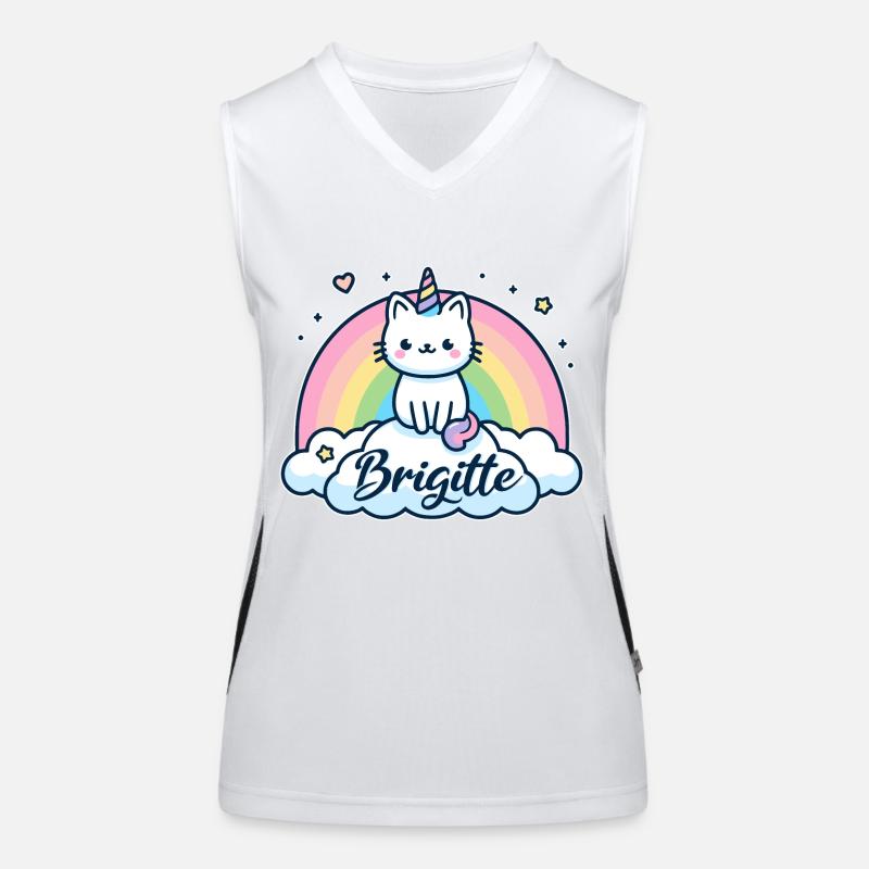 Brigitte Nom Prénom Licorne Chat Débardeur respirant contrasté Femme