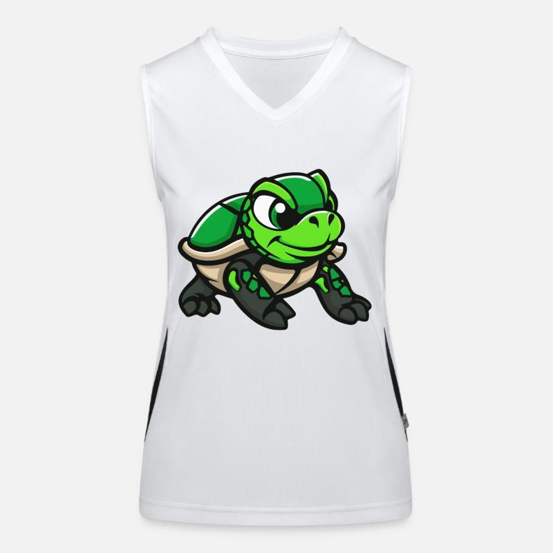 Turtle Comic - Women's Functional Contrast Tank Top - white/black