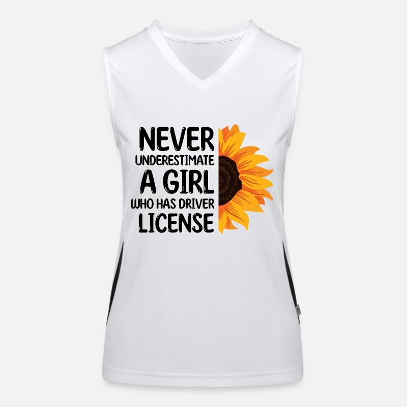 Never Underestimate A Girl Who Has Driver License Women's Functional Contrast Tank Top