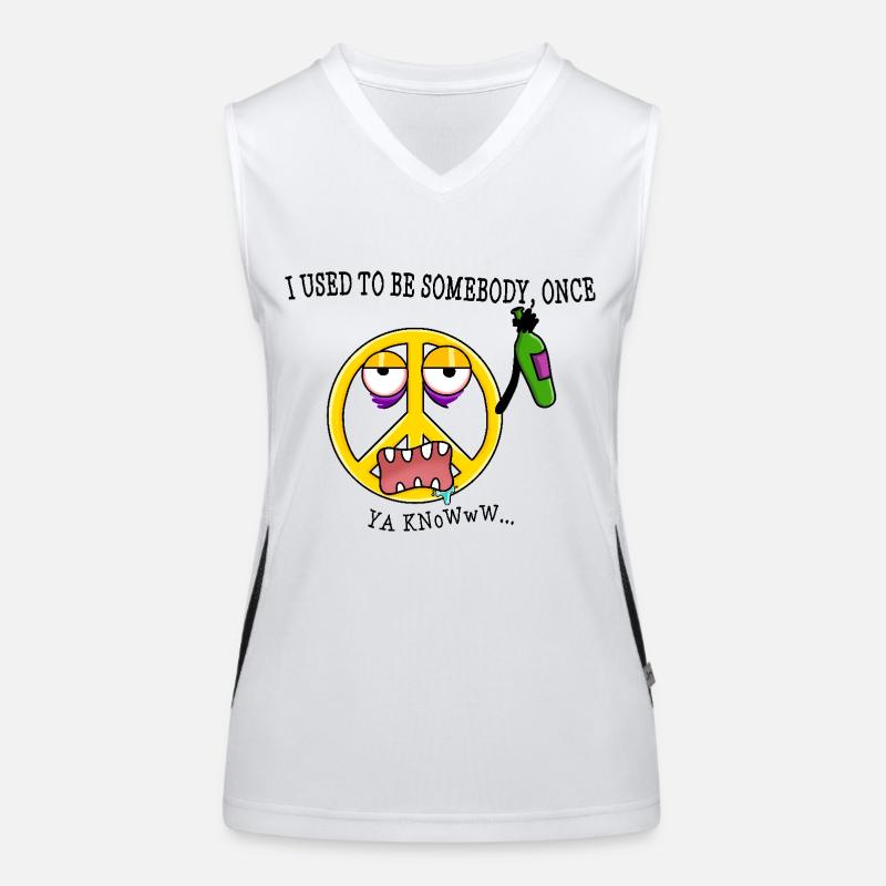 Drunk Peace Symbol Sarcastic Dark Humor Cartoon Women's Functional Contrast Tank Top