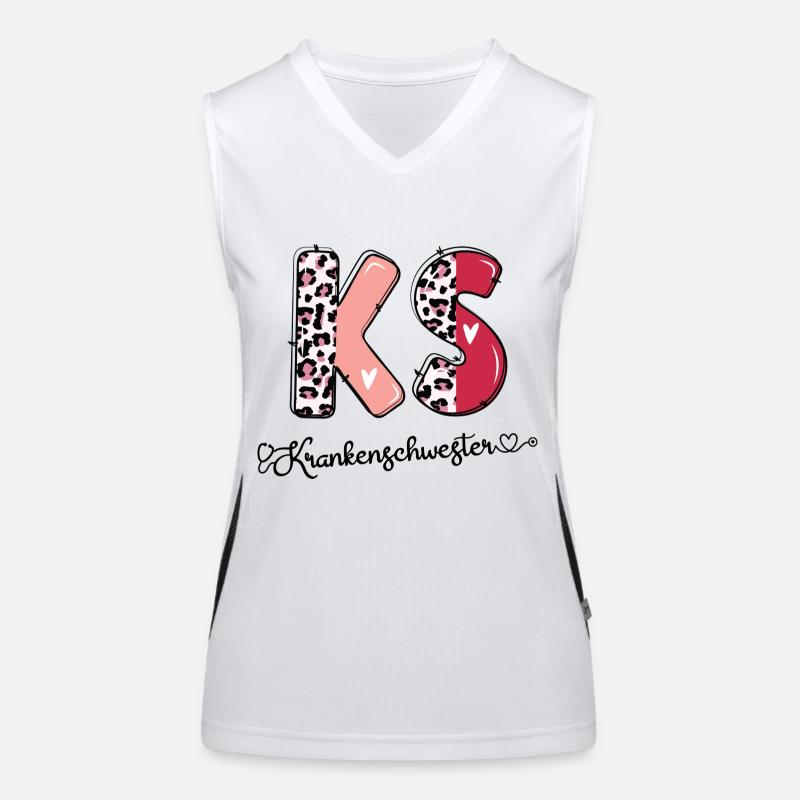 Krankenschwester KS Leopard Print Monogramm Funktionelles Kontrast-Tank Top für Frauen