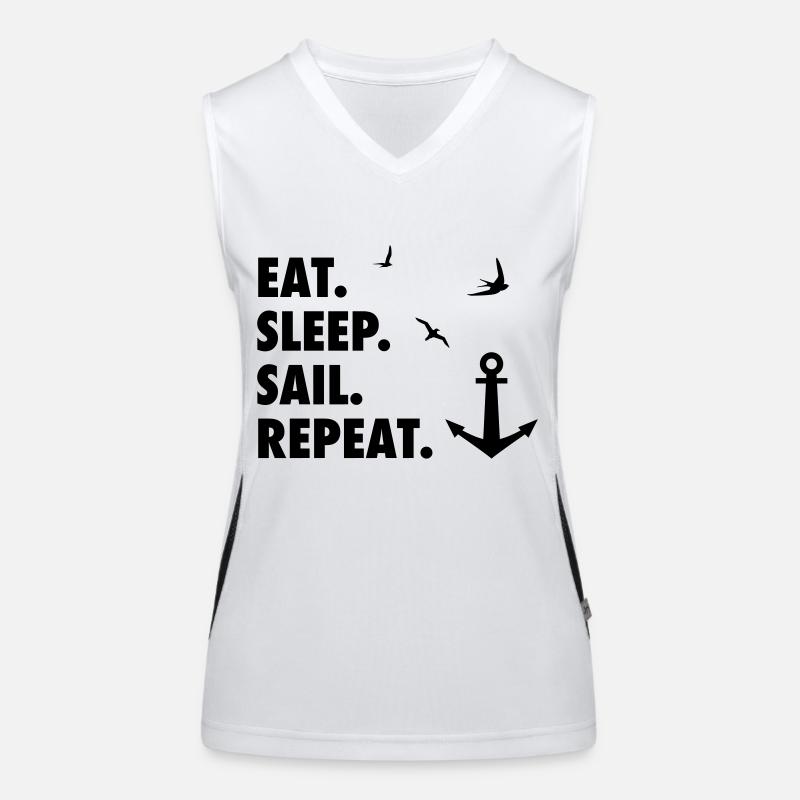 Eat. Sleep. Sail. Repeat. Funktionelles Kontrast-Tank Top für Frauen