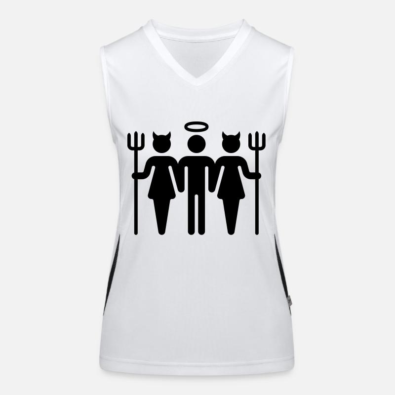 Teufel-Engel-Teufel / Devil-Cherub-Devil (M) Funktionelles Kontrast-Tank Top für Frauen