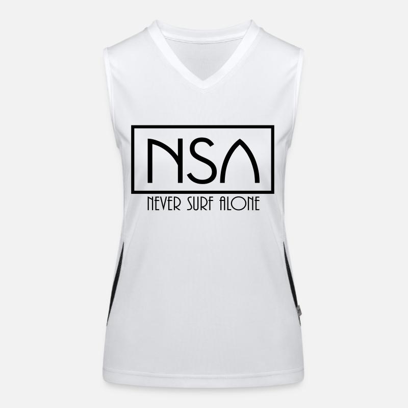 never surf alone Funktionelles Kontrast-Tank Top für Frauen