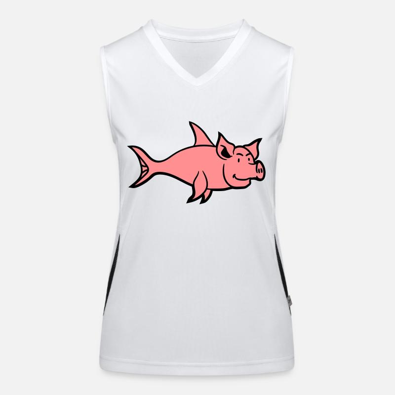 schwein sau ferkel fisch eber fleisch grillen Funktionelles Kontrast-Tank Top für Frauen