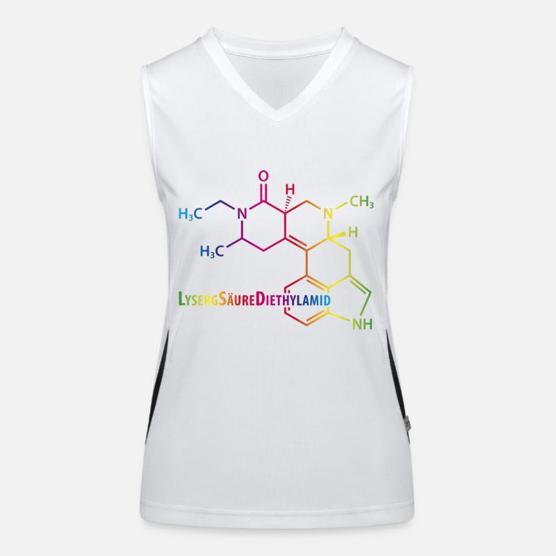 LSD Strukturformel bunter Regenbogen Drogen Rausch Funktionelles Kontrast-Tank Top für Frauen