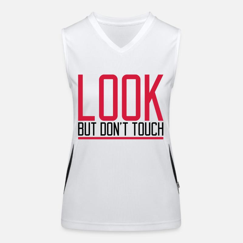 Text Dont Touch Funktionelles Kontrast-Tank Top für Frauen