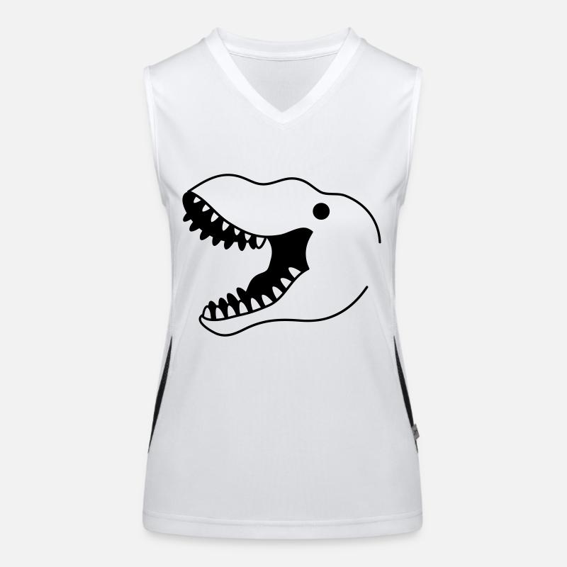 t-rex wide open mouth head only Women's Functional Contrast Tank Top