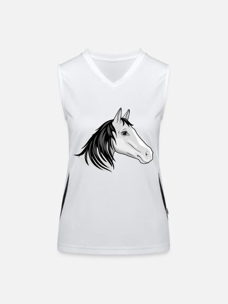 Pferdekopf - Funktionelles Kontrast-Tank Top für Frauen - Weiß/Schwarz - Vorne