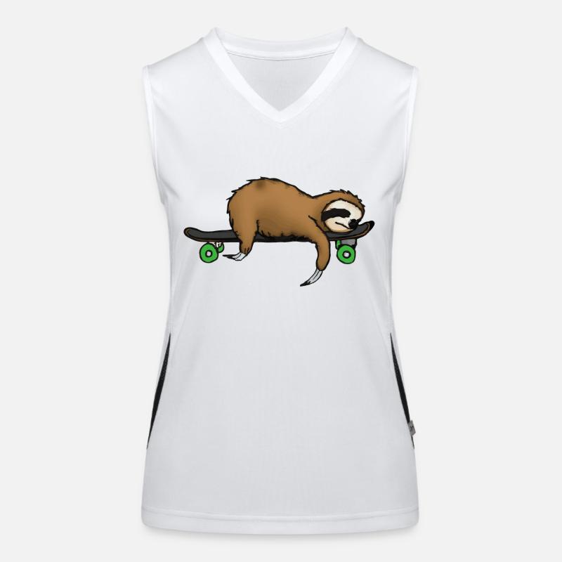 Faultier Skateboard Geschenkidee Funktionelles Kontrast-Tank Top für Frauen