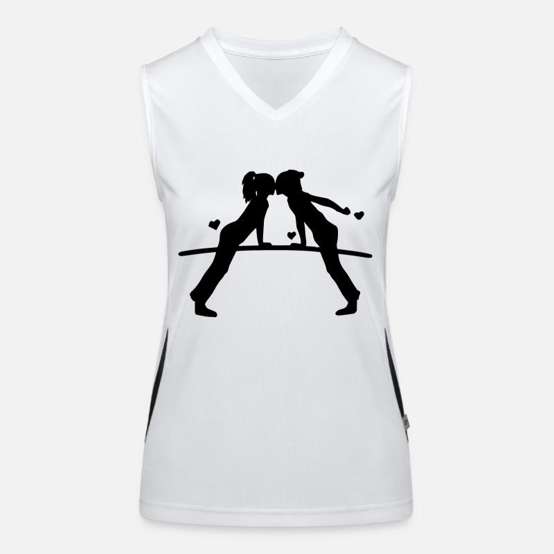 Zwei verliebte Mädchen Funktionelles Kontrast-Tank Top für Frauen