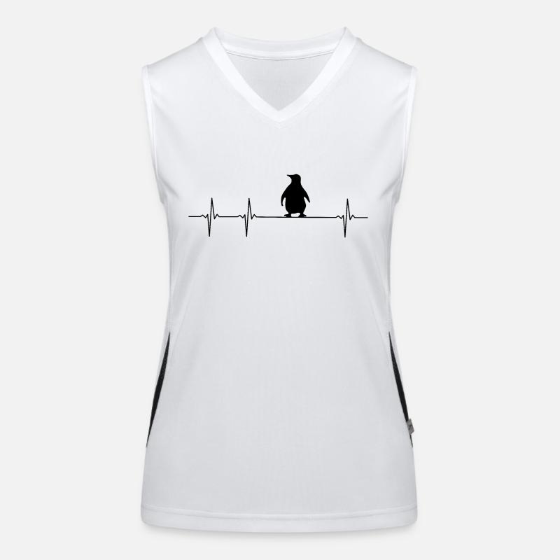 Pinguin im Herzschlag Funktionelles Kontrast-Tank Top für Frauen