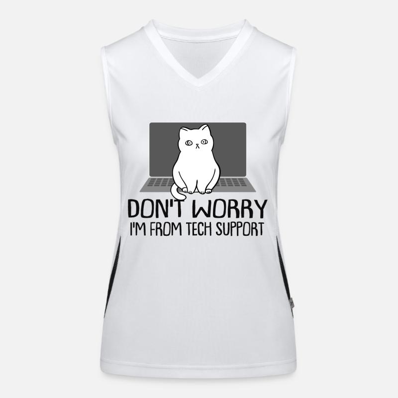 Funny Cat Don't Worry I'm From Tech Support Cat Funktionelles Kontrast-Tank Top für Frauen