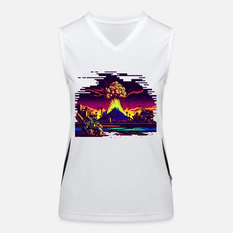 Quand la bombe atomique explose en 8 bits Débardeur respirant contrasté Femme