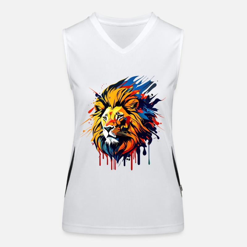 Lion's head with mane, colored Women's Functional Contrast Tank Top