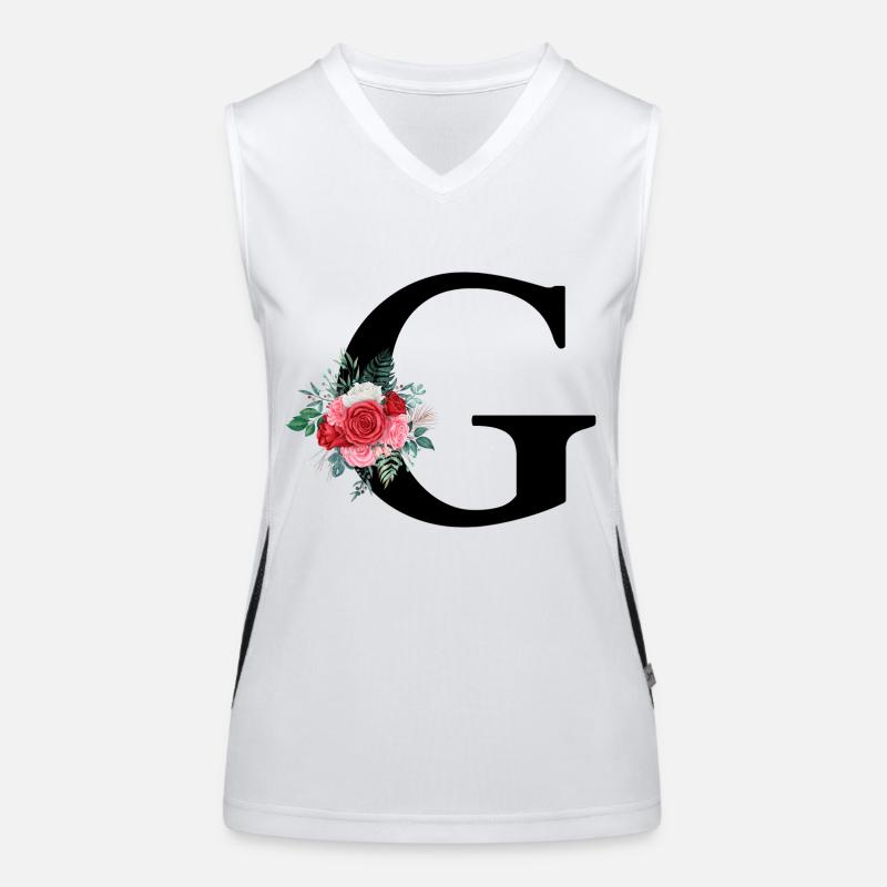 Roter Blumenbuchstabe G Funktionelles Kontrast-Tank Top für Frauen