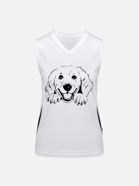 Golden retriever - Débardeur respirant contrasté Femme - blanc/noir - Devant