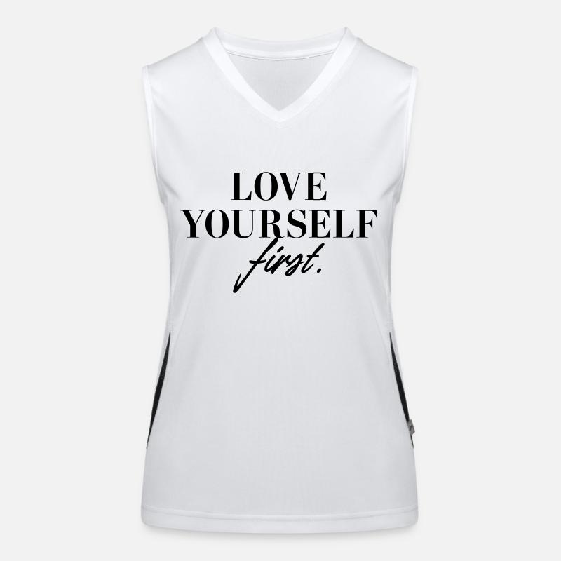 Love yourself first Funktionelles Kontrast-Tank Top für Frauen