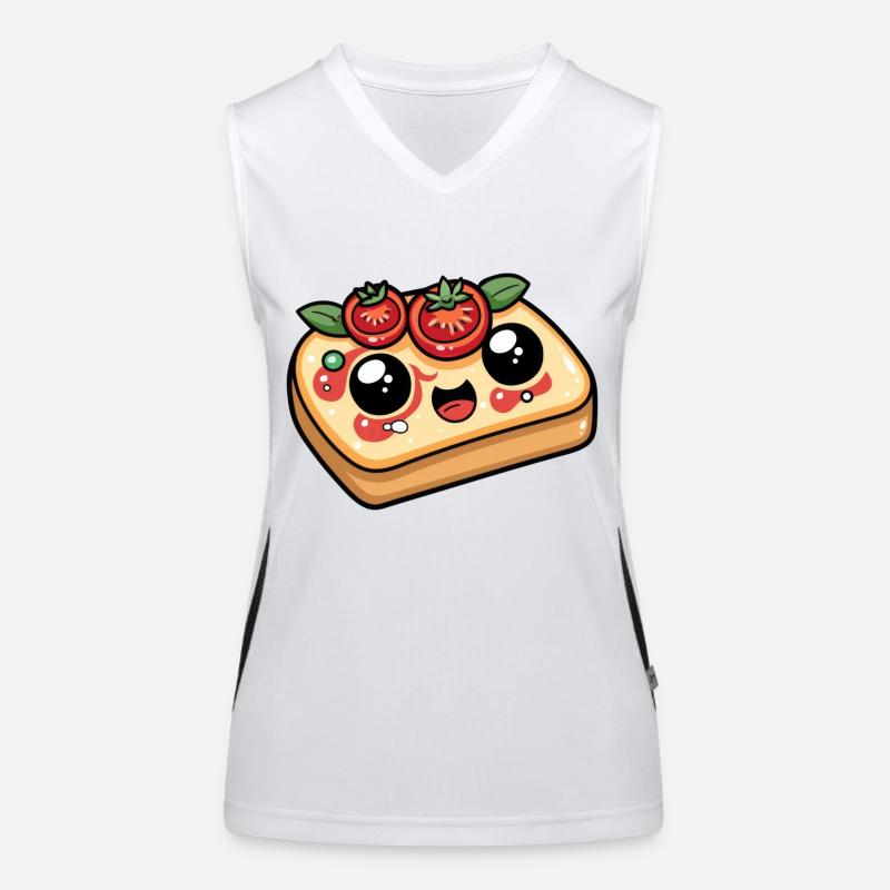 Funny Bread with Tomato Comic Women's Functional Contrast Tank Top