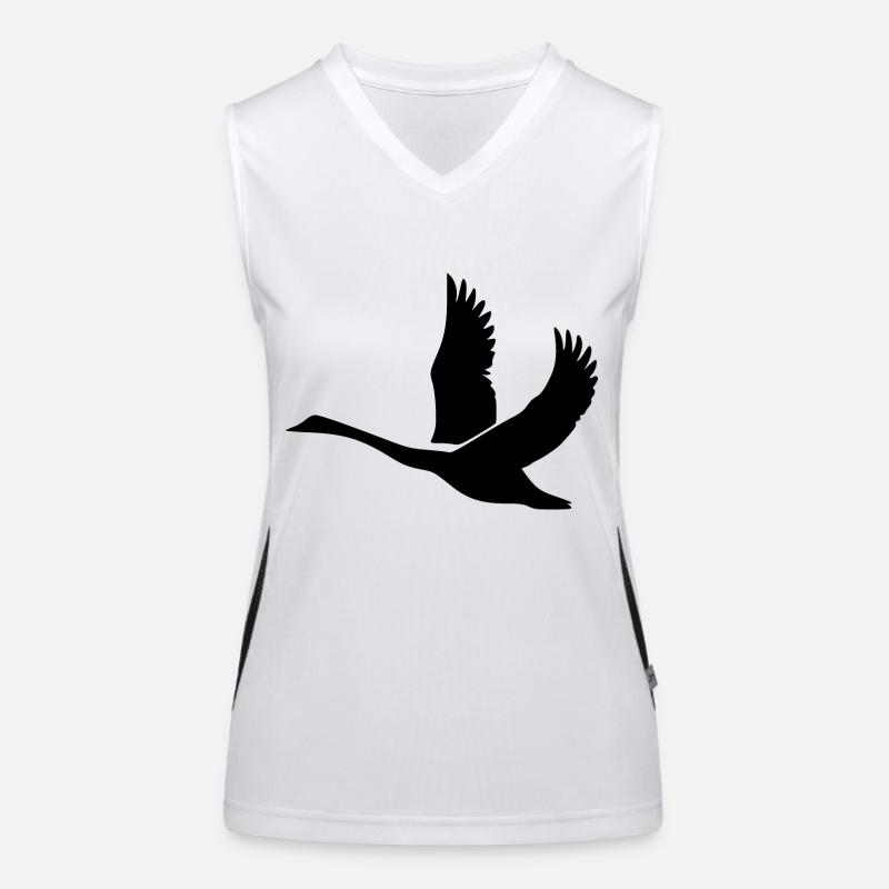 Schwan mit gewaltigen Schwingen Funktionelles Kontrast-Tank Top für Frauen