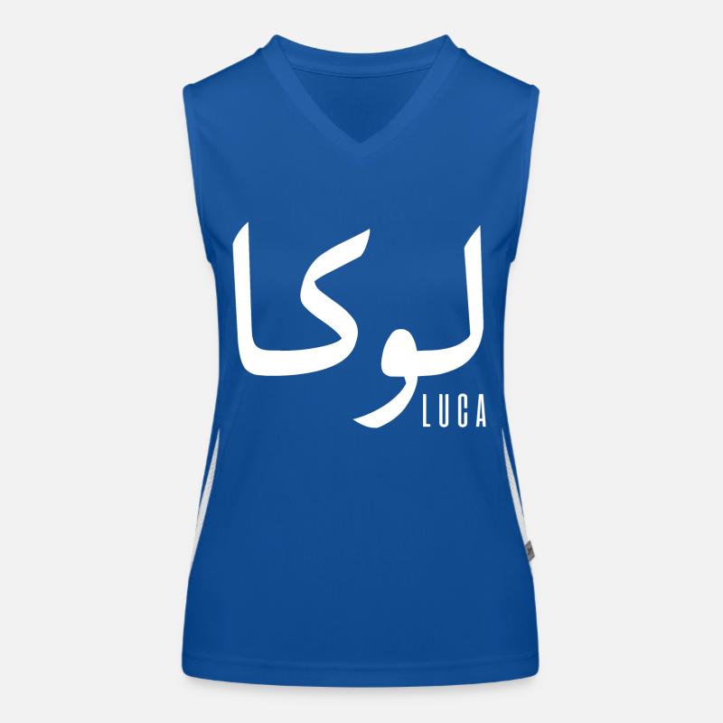Lucas Name auf Arabisch Funktionelles Kontrast-Tank Top für Frauen