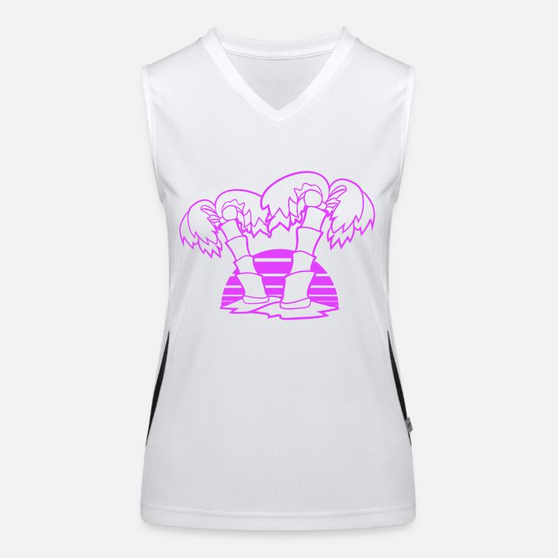 2 Palm Trees Island Tree Stripes Sun Sunset Women's Functional Contrast Tank Top
