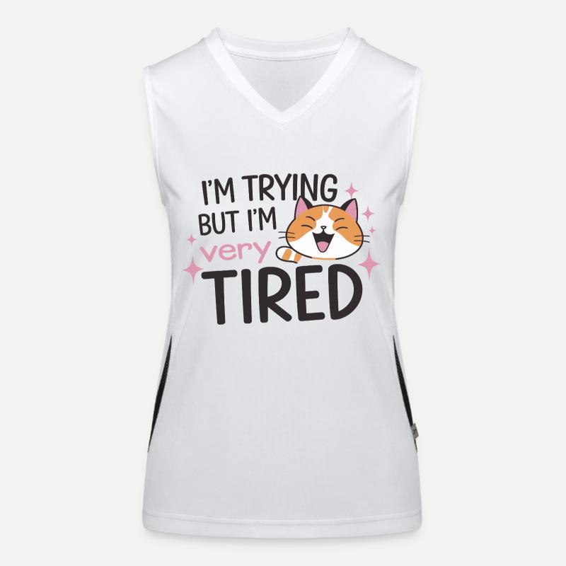 Tired Cat Trying Women's Functional Contrast Tank Top