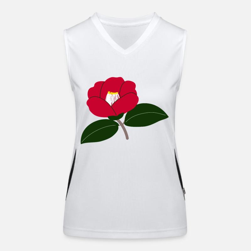 Fleur de camélia rouge illustration2 Débardeur respirant contrasté Femme
