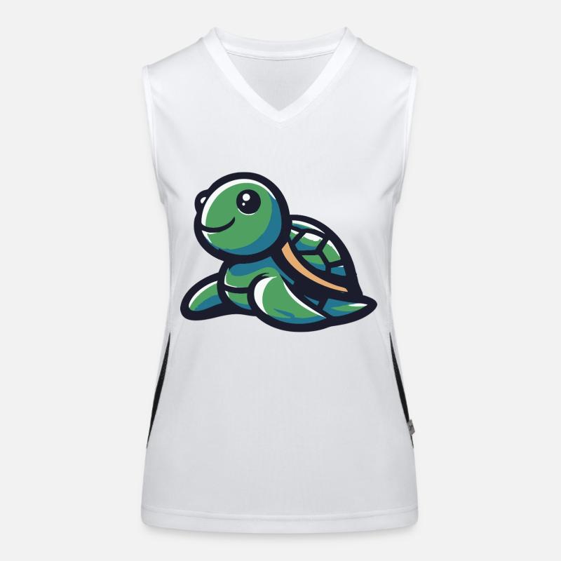 Niedliche lächelnde Schildkröte Funktionelles Kontrast-Tank Top für Frauen